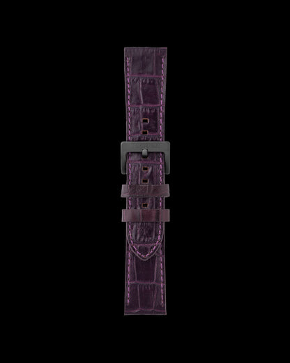 Tomaz TS1-1 Leather Bamboo 24mm Watch Strap (Purple)