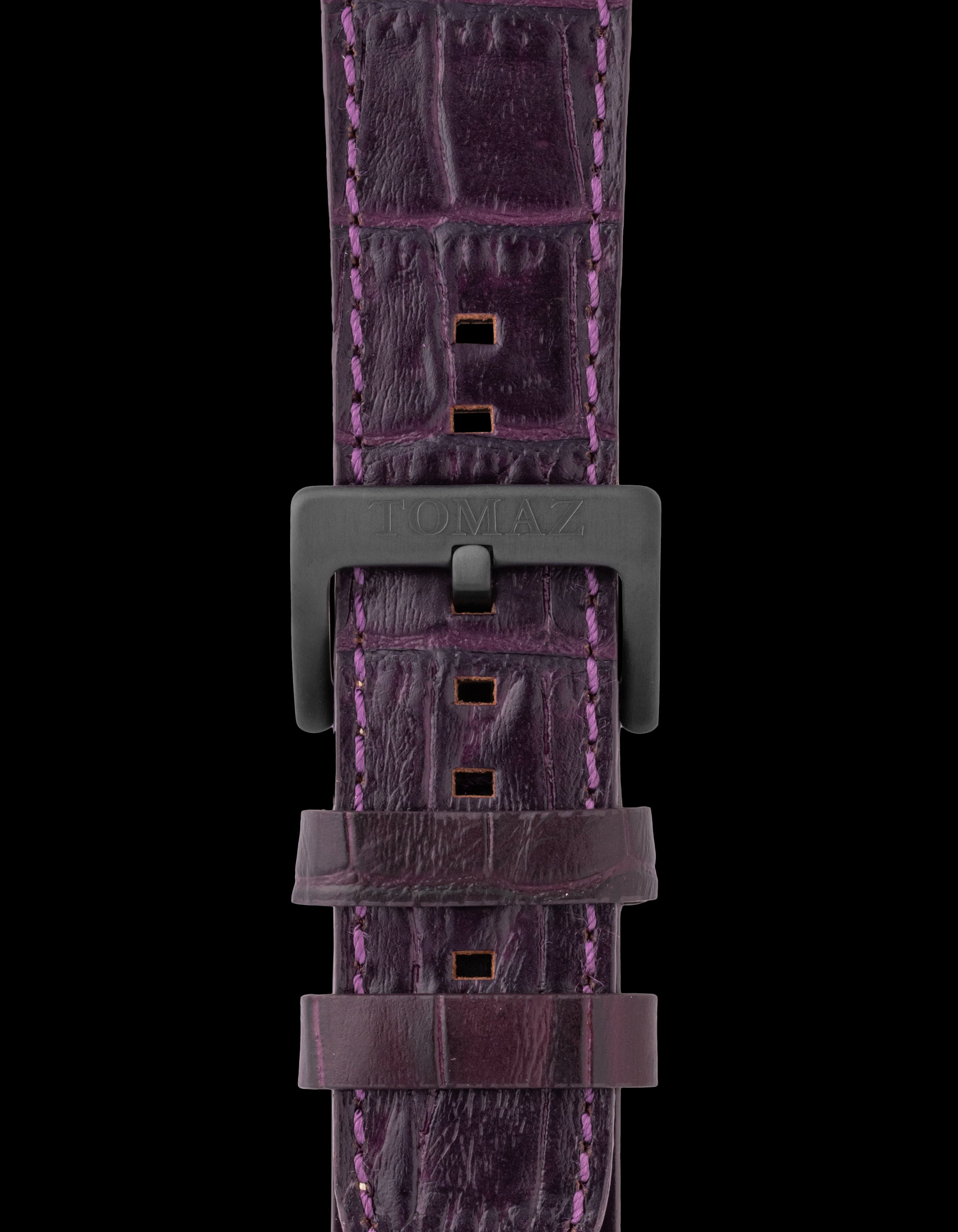 Tomaz TS1-1 Leather Bamboo 24mm Watch Strap (Purple)