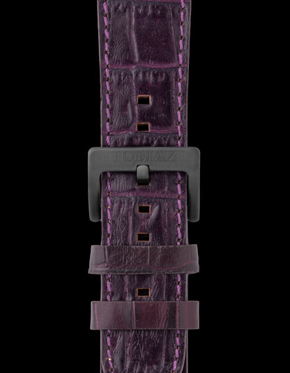 Tomaz TS1-1 Leather Bamboo 24mm Watch Strap (Purple)