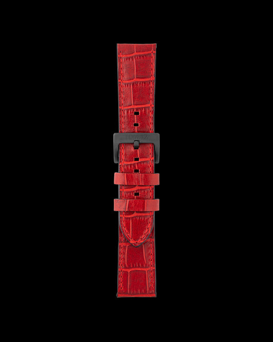 Tomaz TS1-1 Leather Bamboo 24mm Watch Strap (Red)