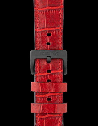 Tomaz TS1-1 Leather Bamboo 24mm Watch Strap (Red)