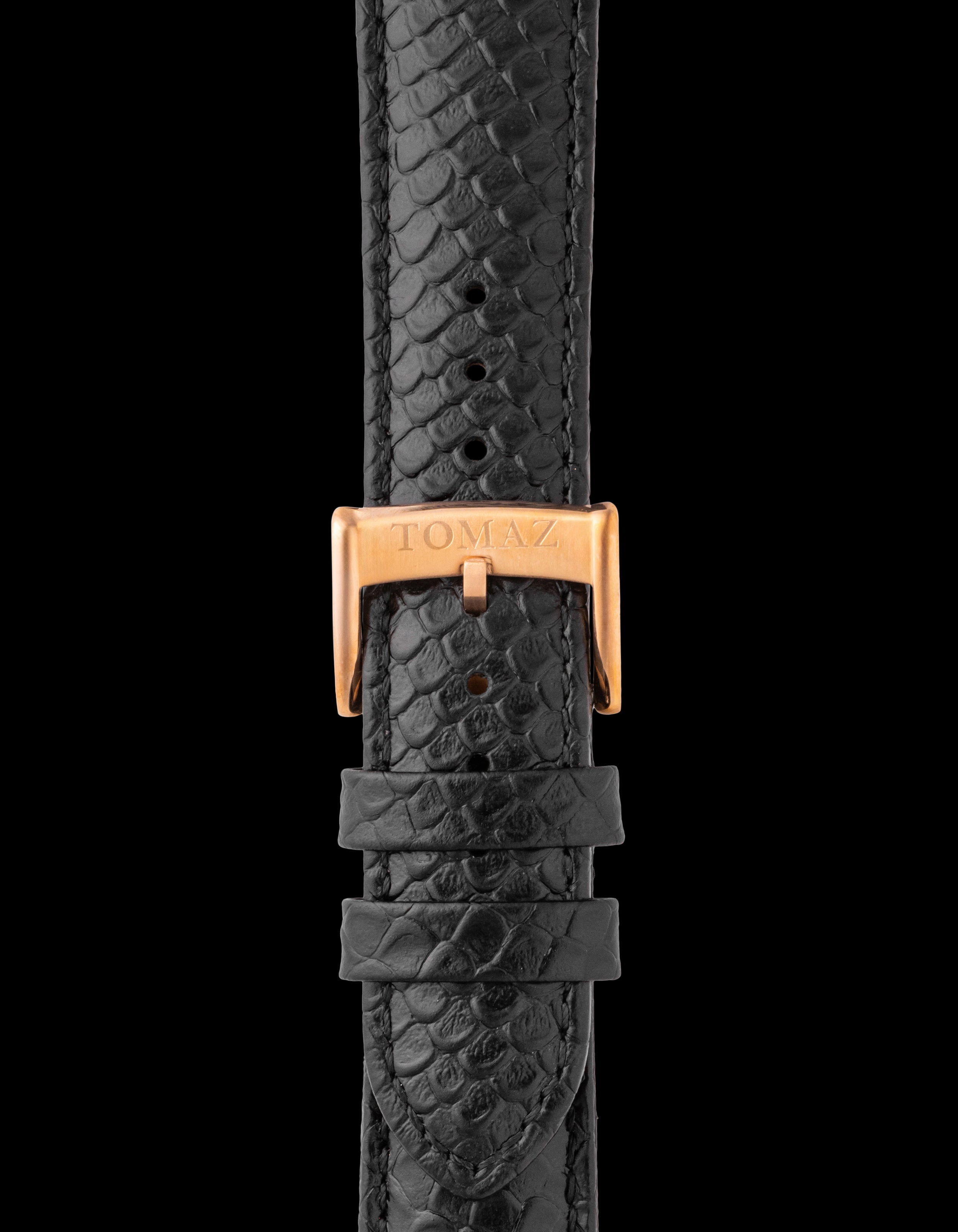 Tomaz TS1-2A Leather Salmon 22mm Watch Strap (Black)