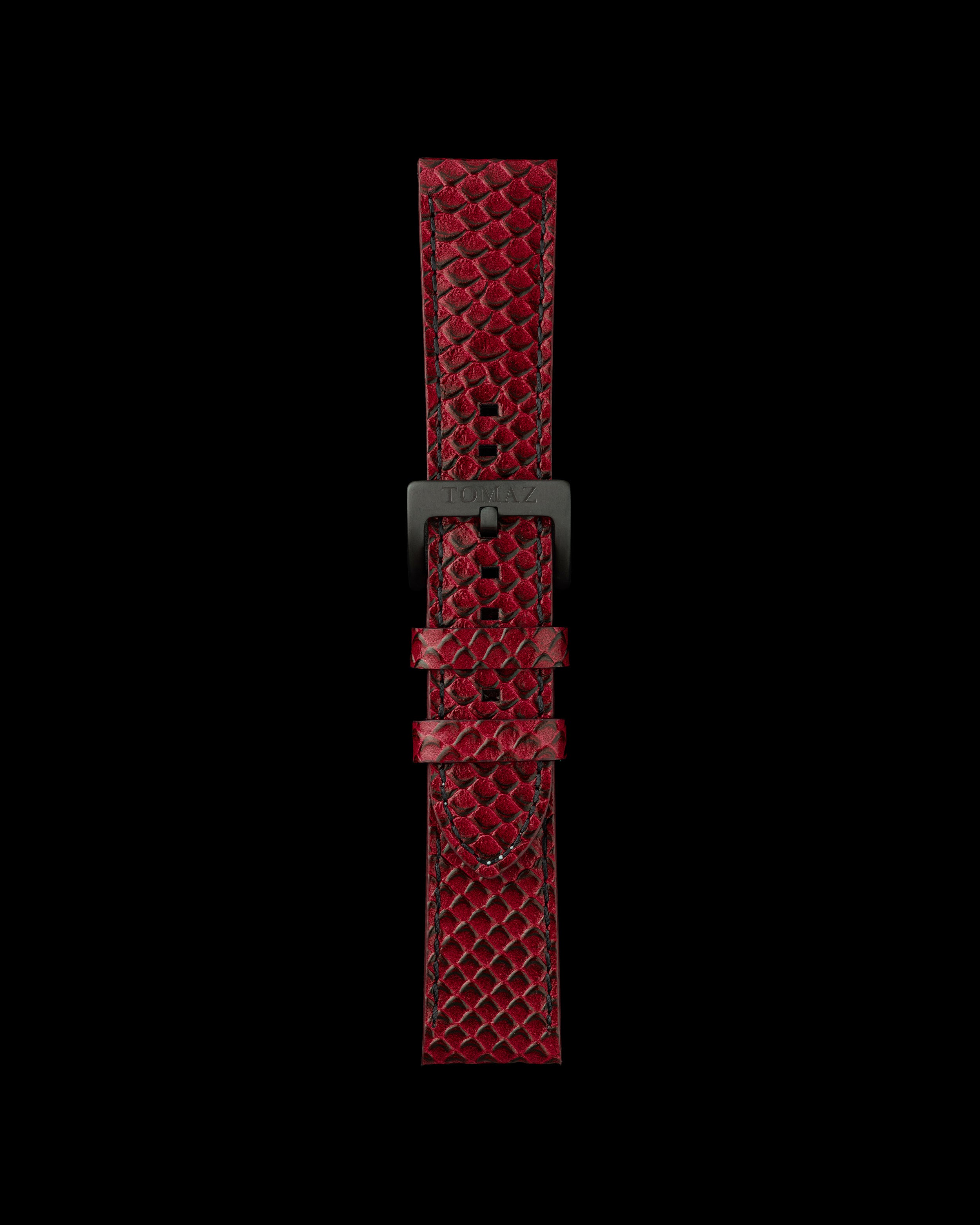 Tomaz TS1-2 Leather Salmon 24mm Watch Strap (Red)