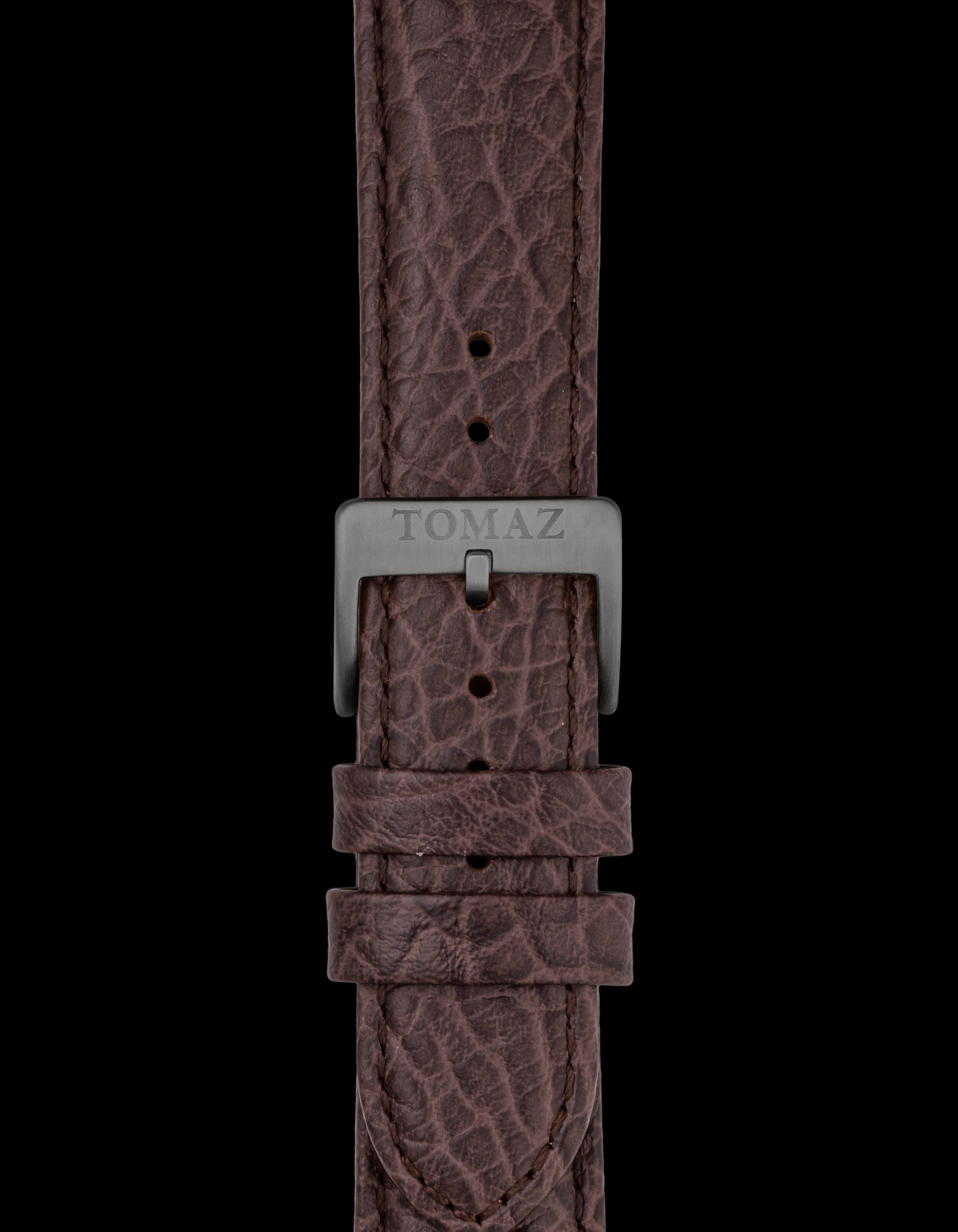 Tomaz TS1-3C Leather Lychee 22mm Watch Strap (Coffee)