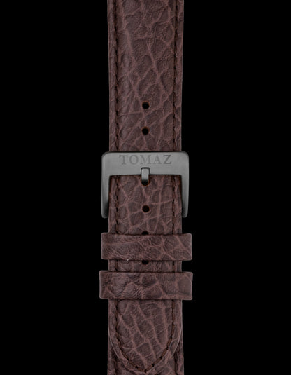 Tomaz TS1-3C Leather Lychee 22mm Watch Strap (Coffee)