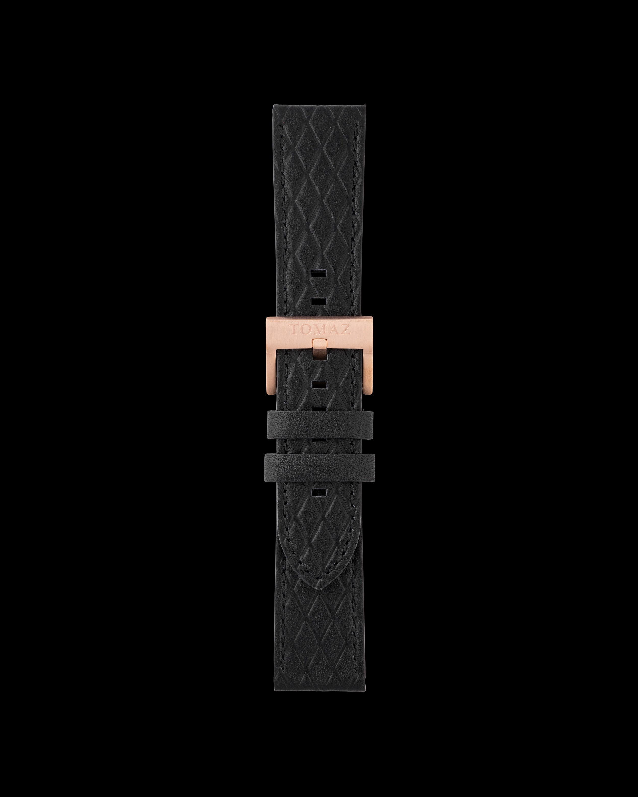 Tomaz TS1-6A Leather Diamond 24mm Watch Strap (Black)