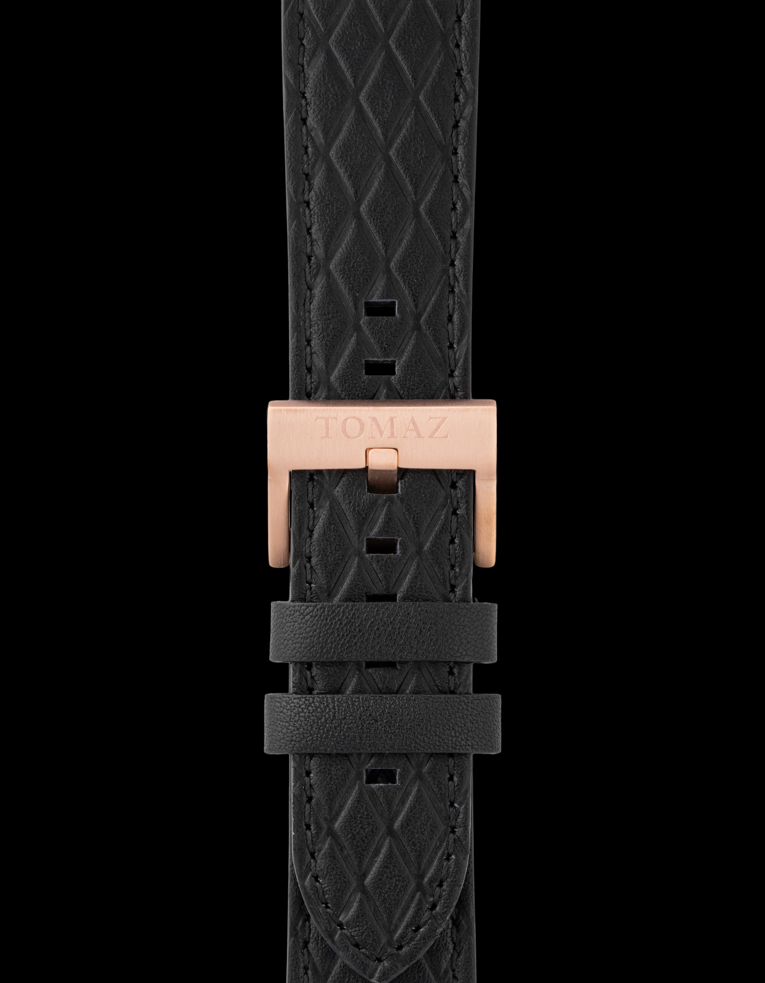 Tomaz TS1-6A Leather Diamond 24mm Watch Strap (Black)