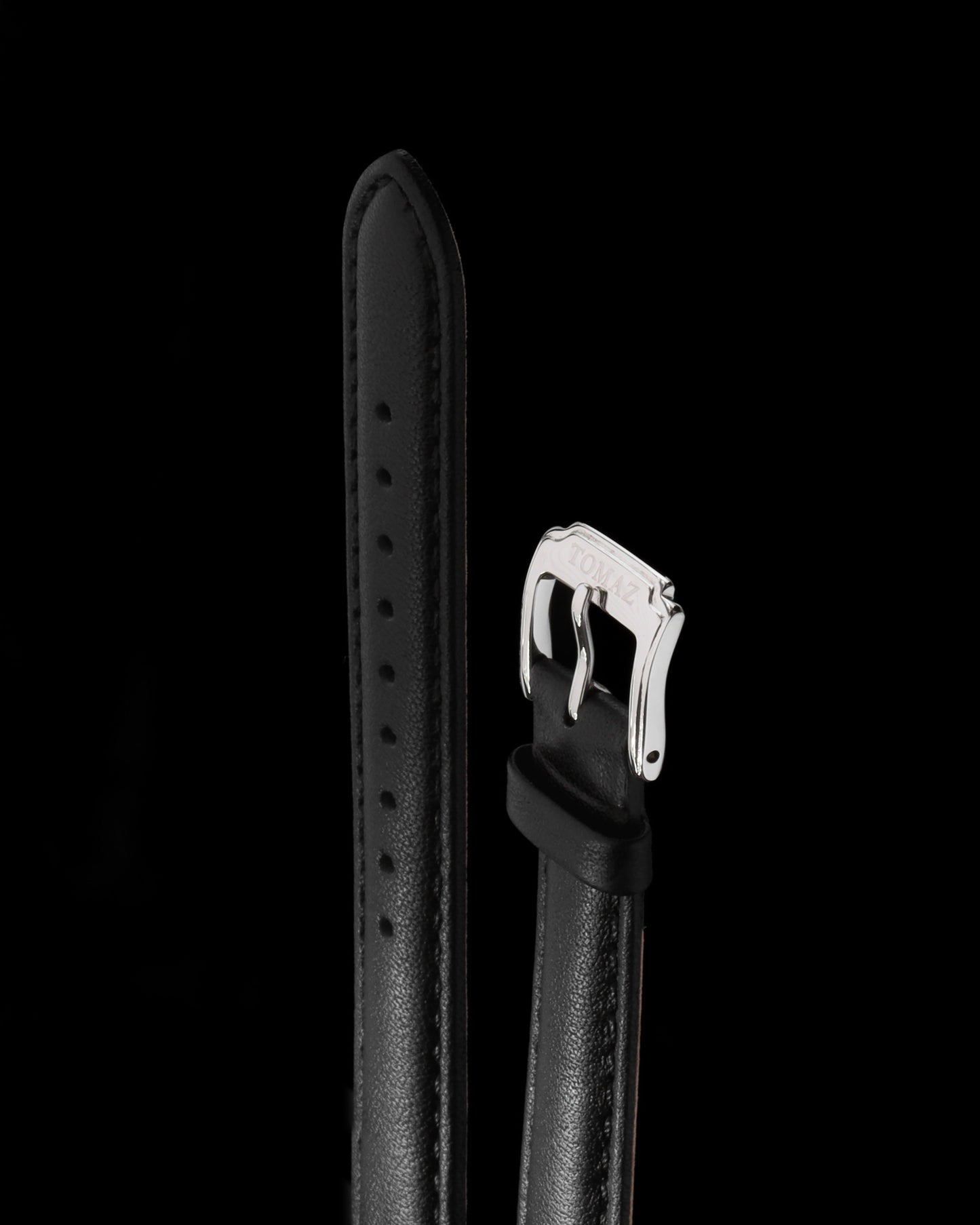 Tomaz TS1A-1B Men's Leather Plain 16mm Watch Strap (Black)