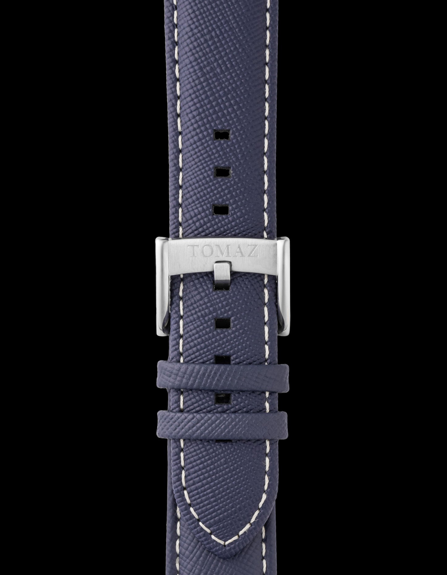 Tomaz TS1A-1B Leather Plain 22mm Watch Strap (Blue/White)