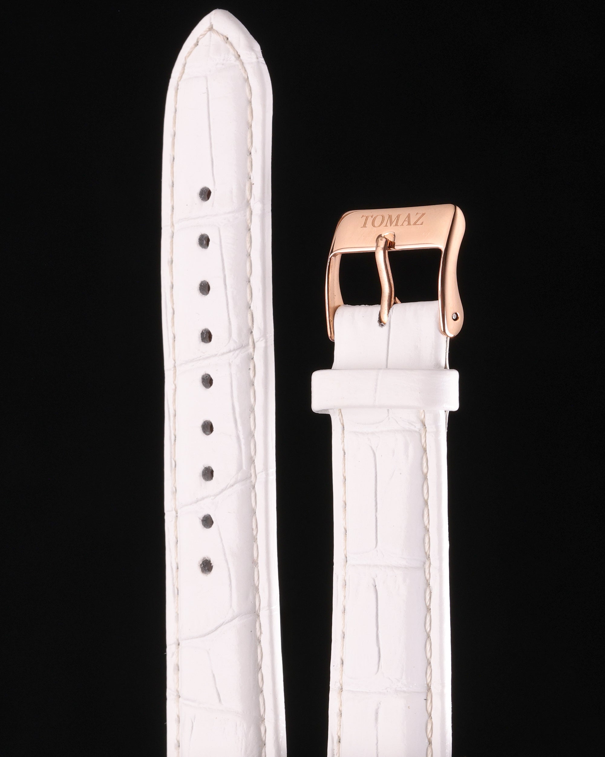 Tomaz TS1-1A Leather Bamboo 20mm Watch Strap (White)