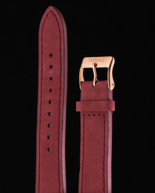 Tomaz TS1A-1A Men's Leather Plain 20mm Watch Strap (Maroon)