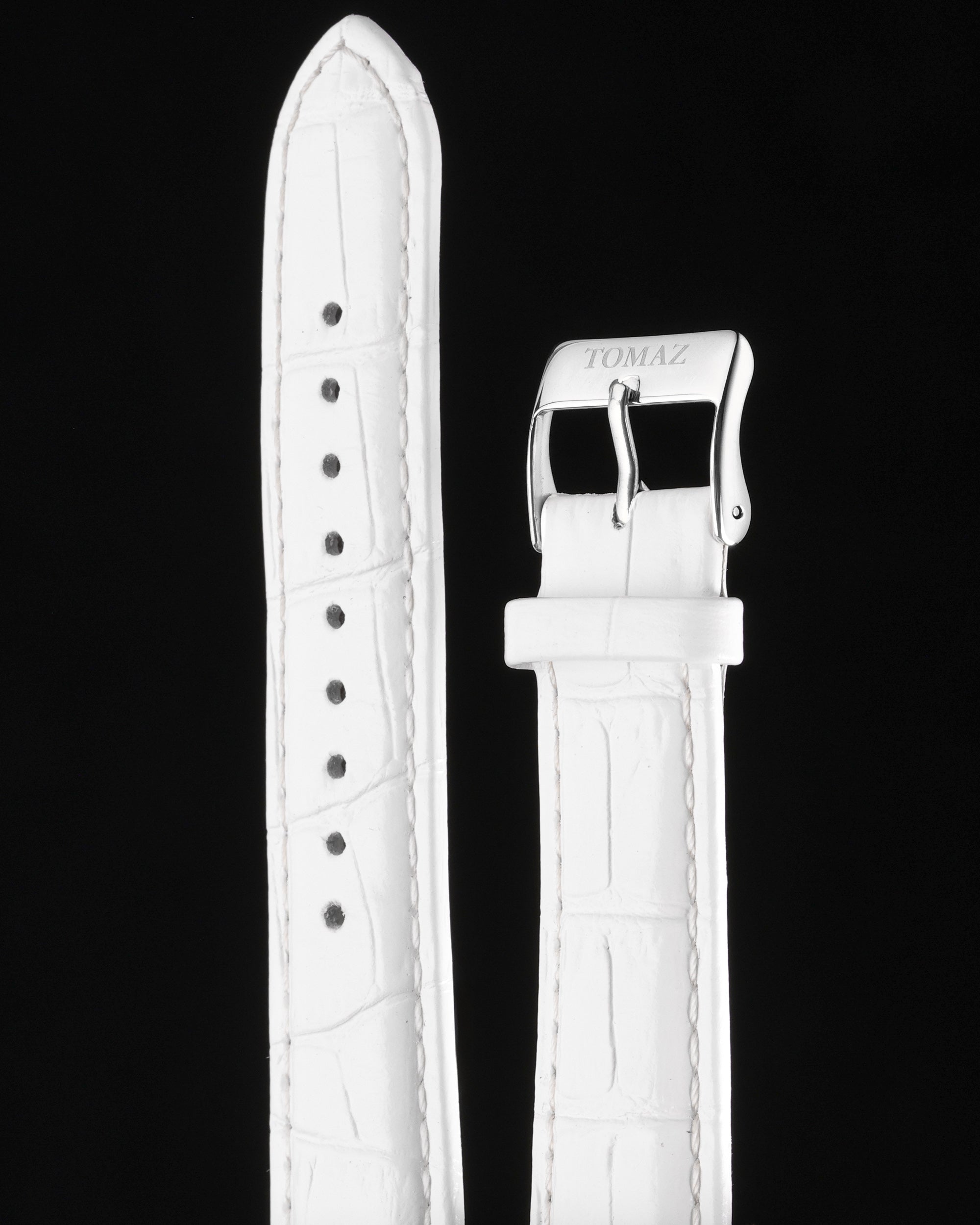 Tomaz TS1-1B Leather Bamboo 20mm Watch Strap (White)