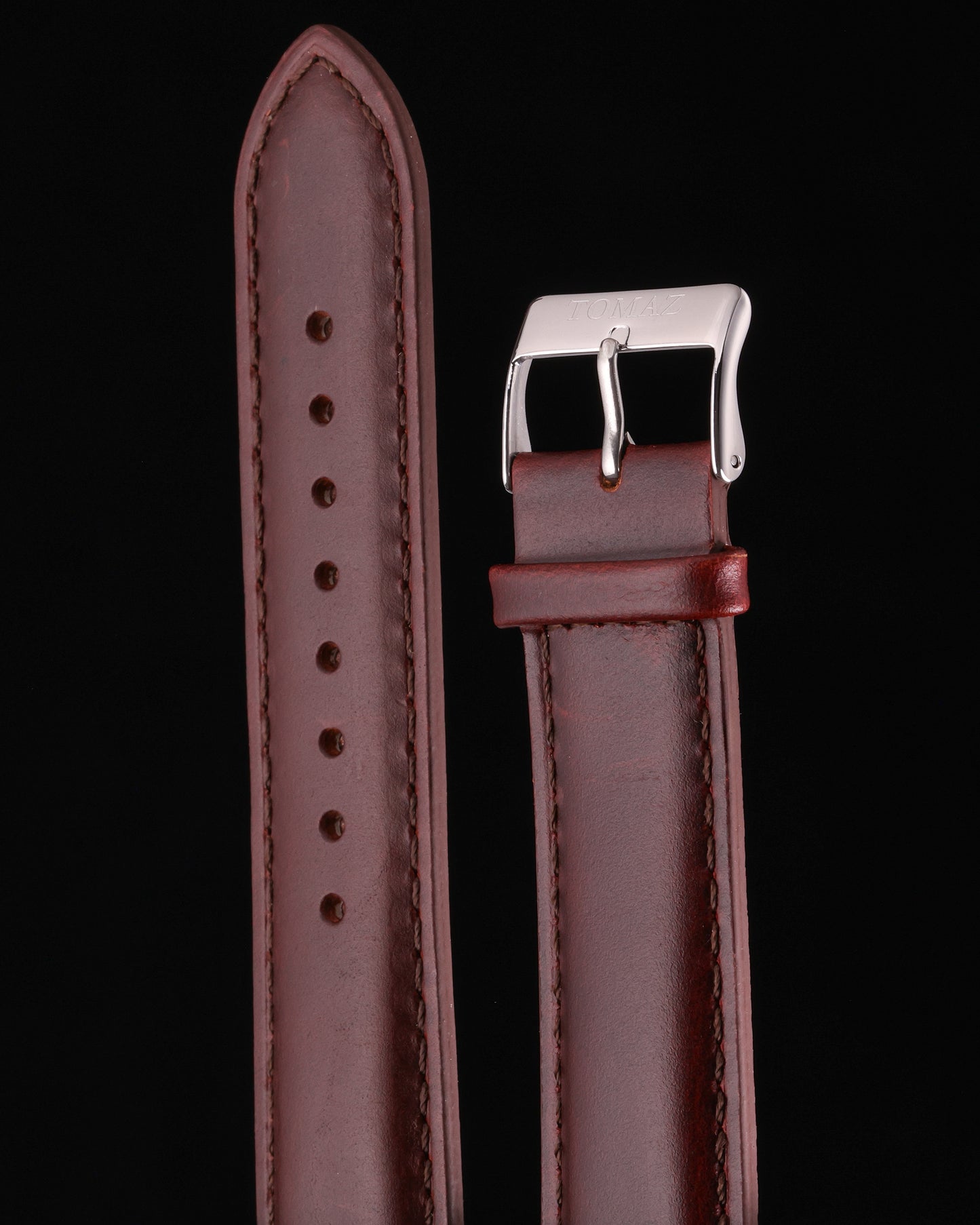 Tomaz TS1A-1B Leather Plain 22mm Watch Strap (Wine)