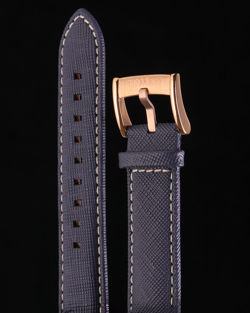 Tomaz TS1A-1A Leather Plain 22mm Strap (Blue/White)