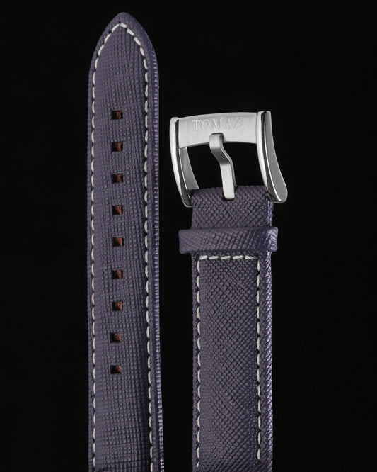 Tomaz TS1A-1B Leather Plain 22mm Watch Strap (Blue/White)