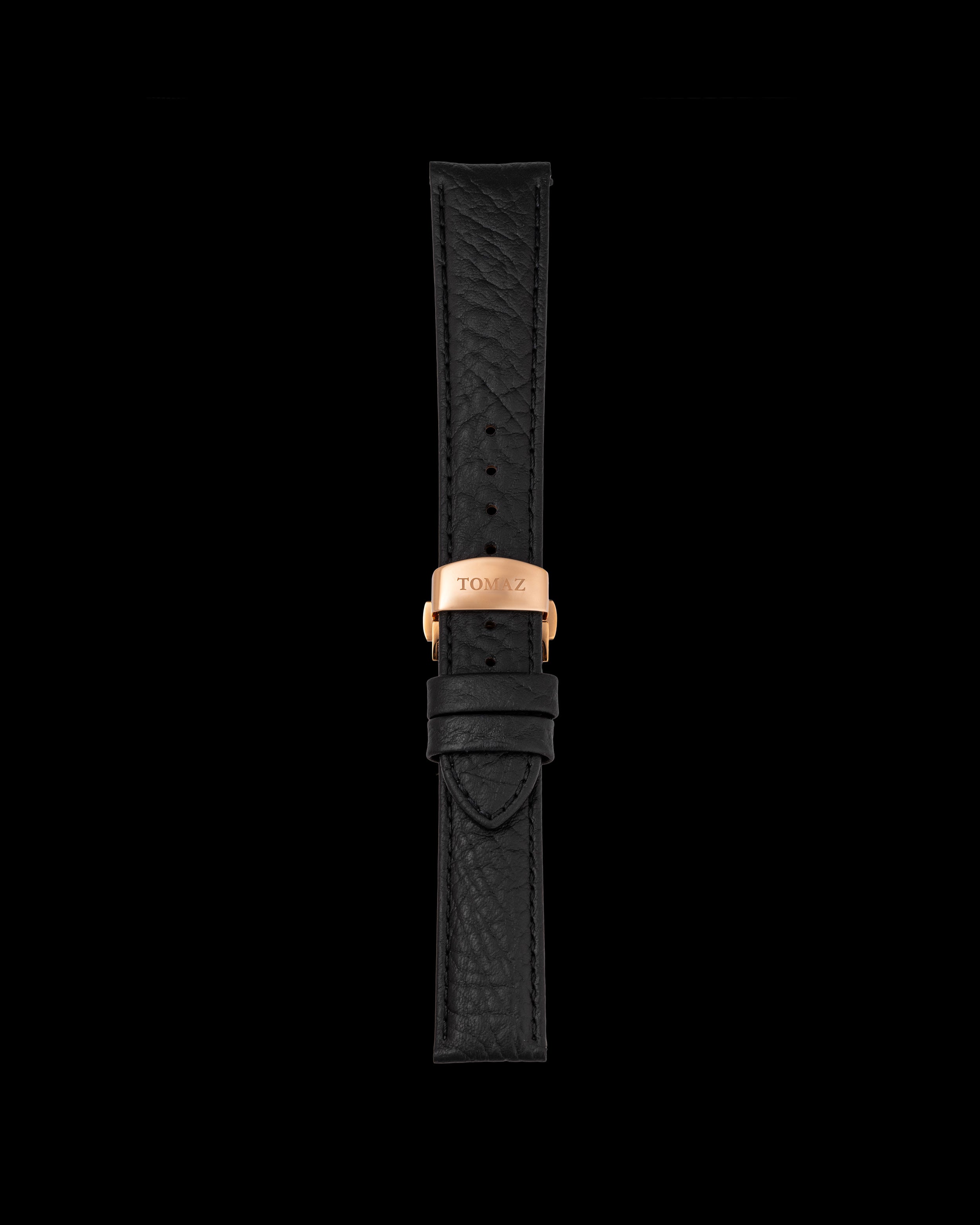 Tomaz TS2-3A Leather Lychee 22mm Watch Strap with Butterfly Clip (Black)