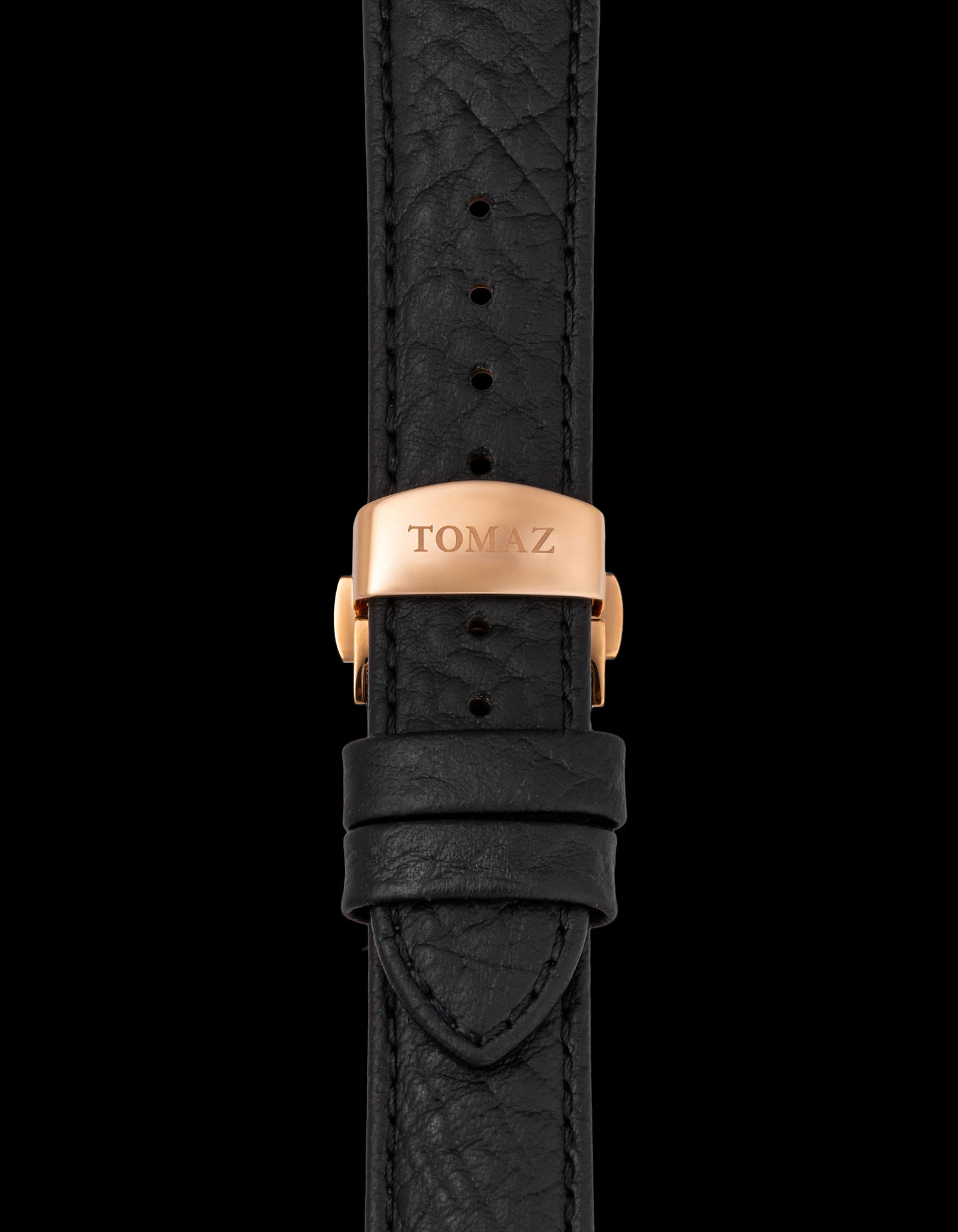 Tomaz TS2-3A Leather Lychee 22mm Watch Strap with Butterfly Clip (Black)