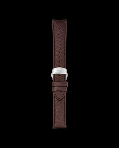 Tomaz TS2-3B Tali Jam Tangan 22mm Laici Kulit Lelaki dengan Klip Rama-rama (Kopi)