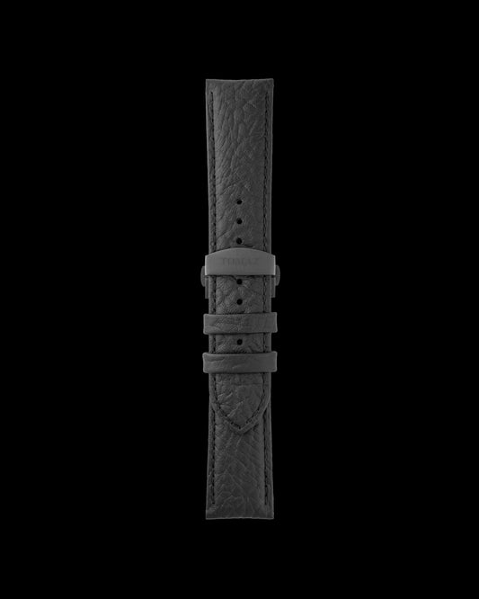 Tomaz TS2-3 Leather Lychee 24mm Watch Strap with Butterfly Clip (Black)