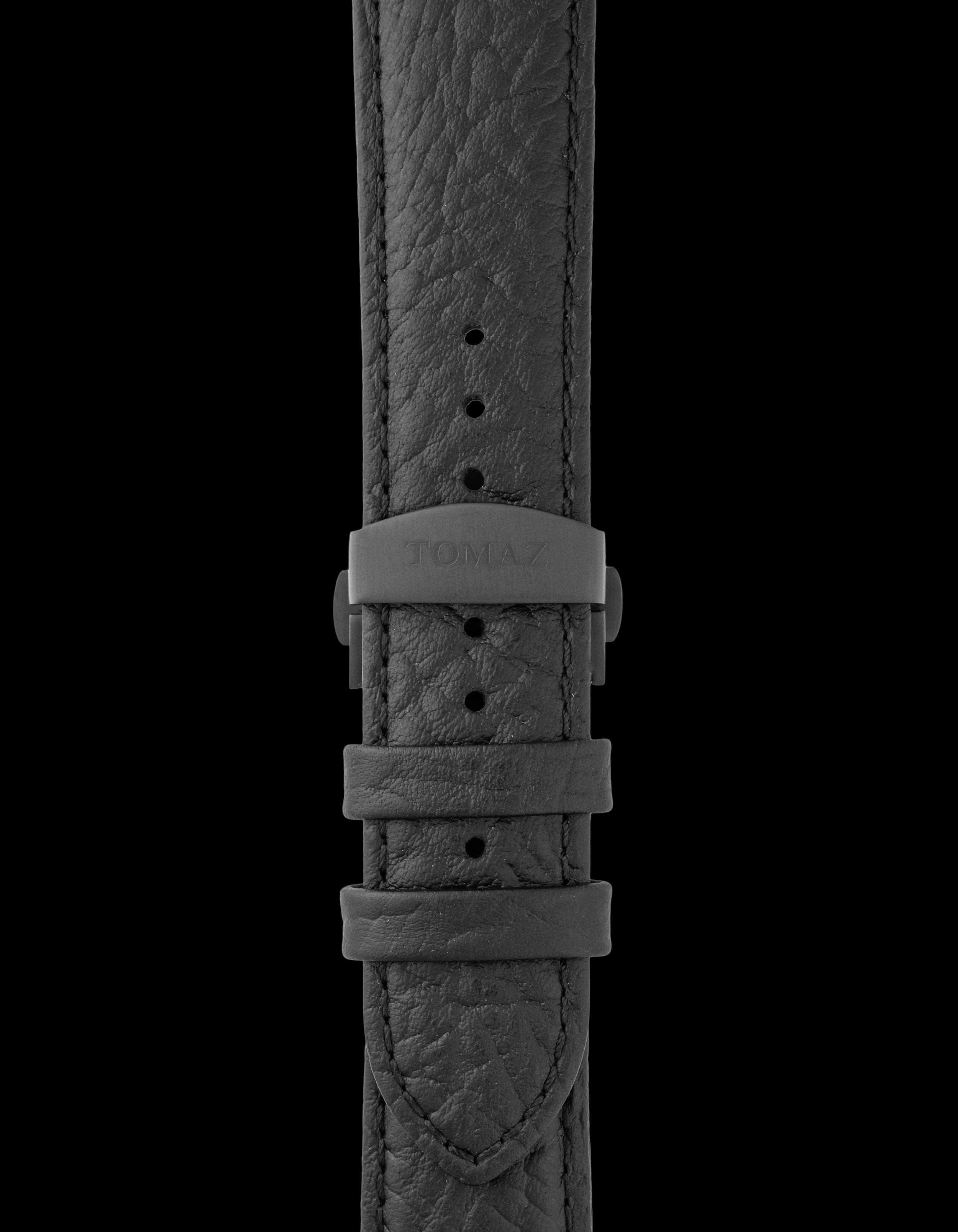 Tomaz TS2-3 Leather Lychee 24mm Watch Strap with Butterfly Clip (Black)