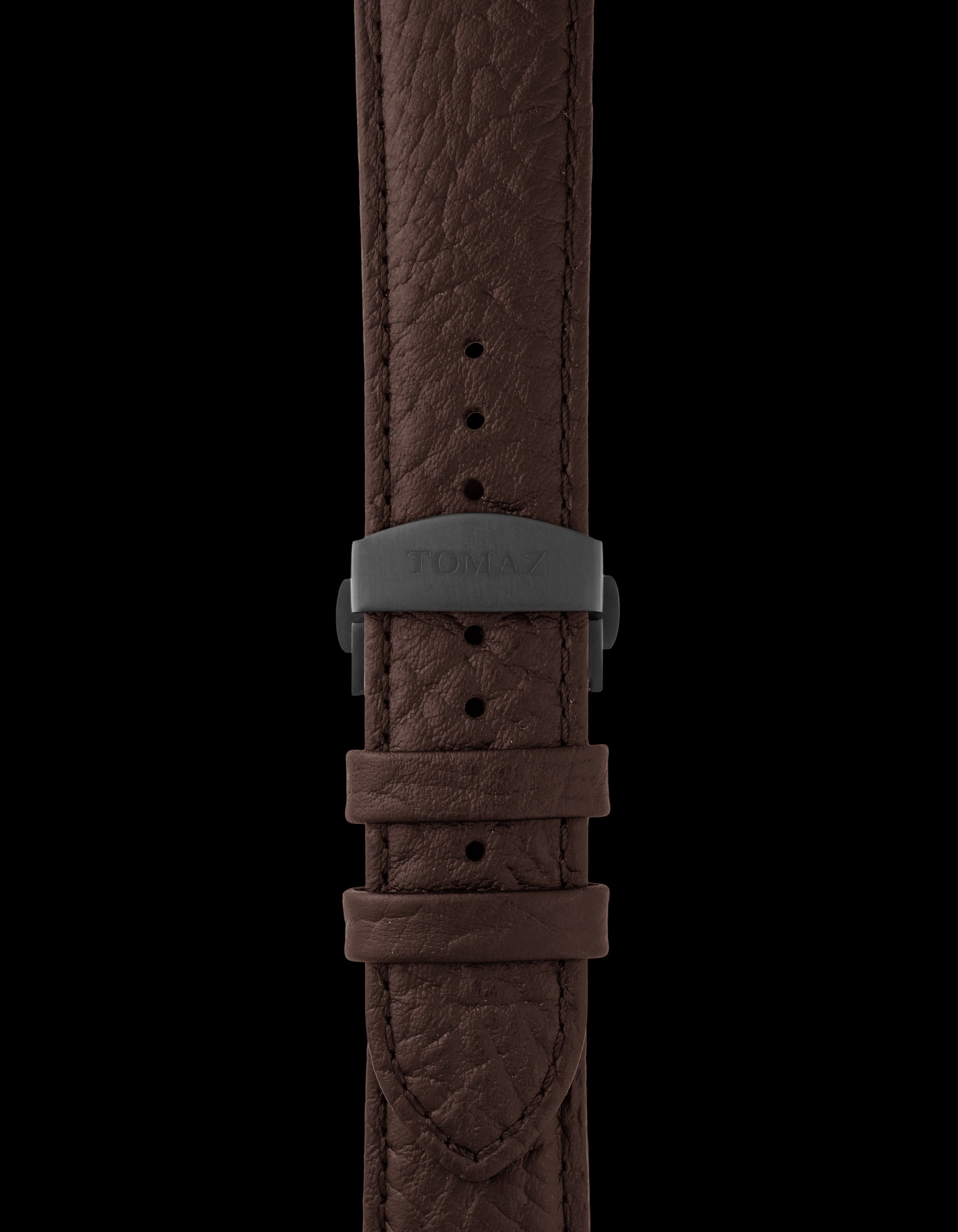 Tomaz TS2-3 Leather Lychee 24mm Watch Strap with Butterfly Clip (Coffee)