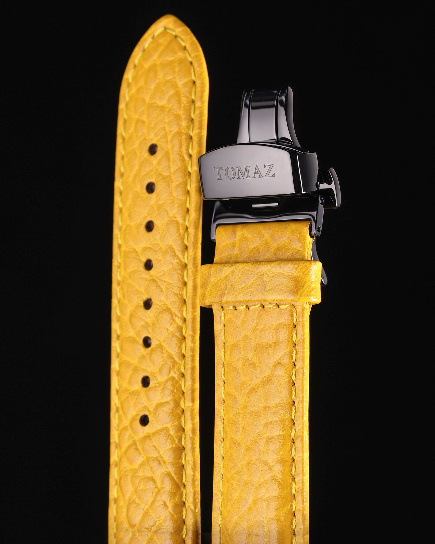 Tomaz TS2-3 Leather Lychee 22mm Strap Butterfly Clip (Yellow)