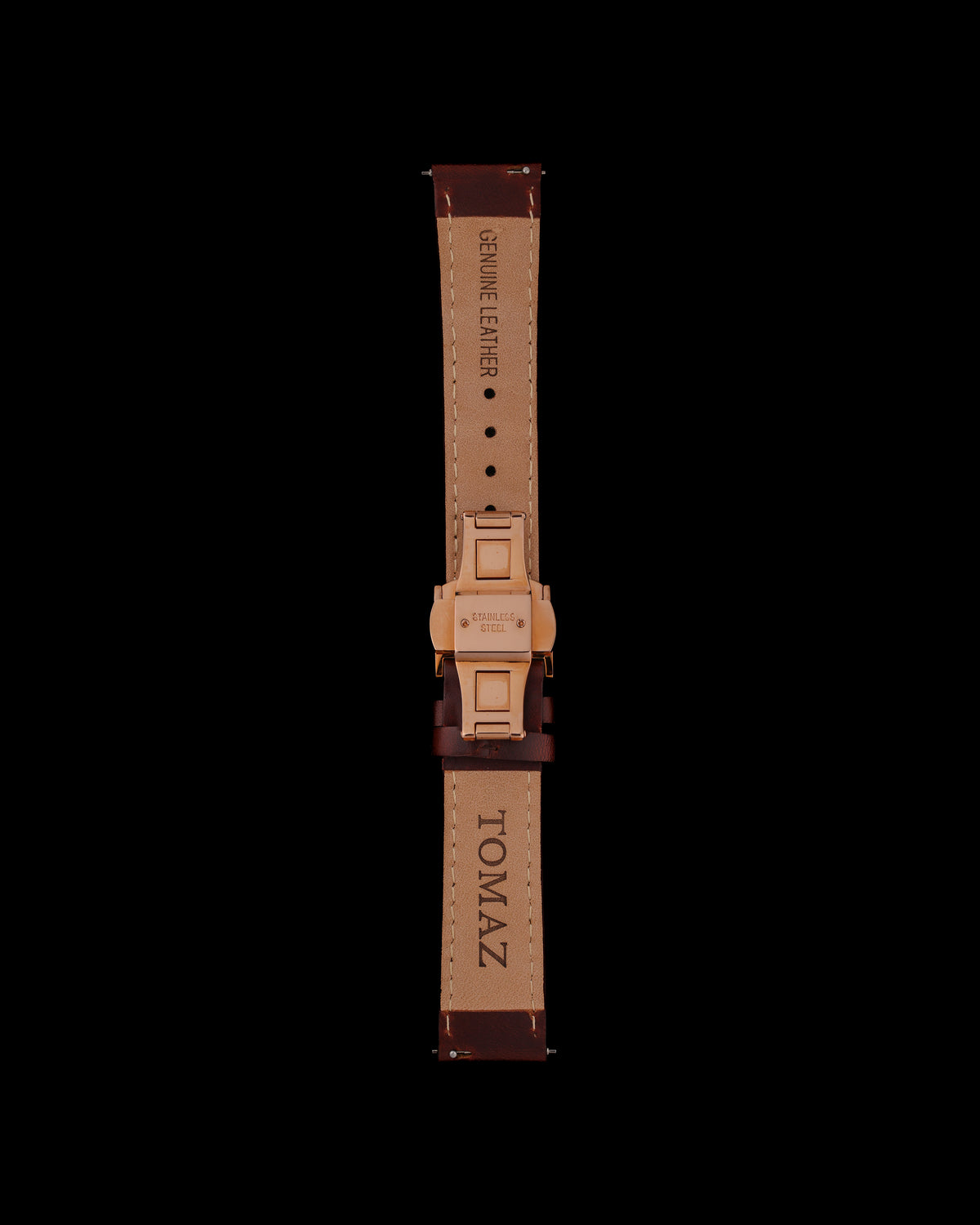 Tomaz TS2B Leather Plain 20mm Watch Strap with Butterfly Clip (Wine)