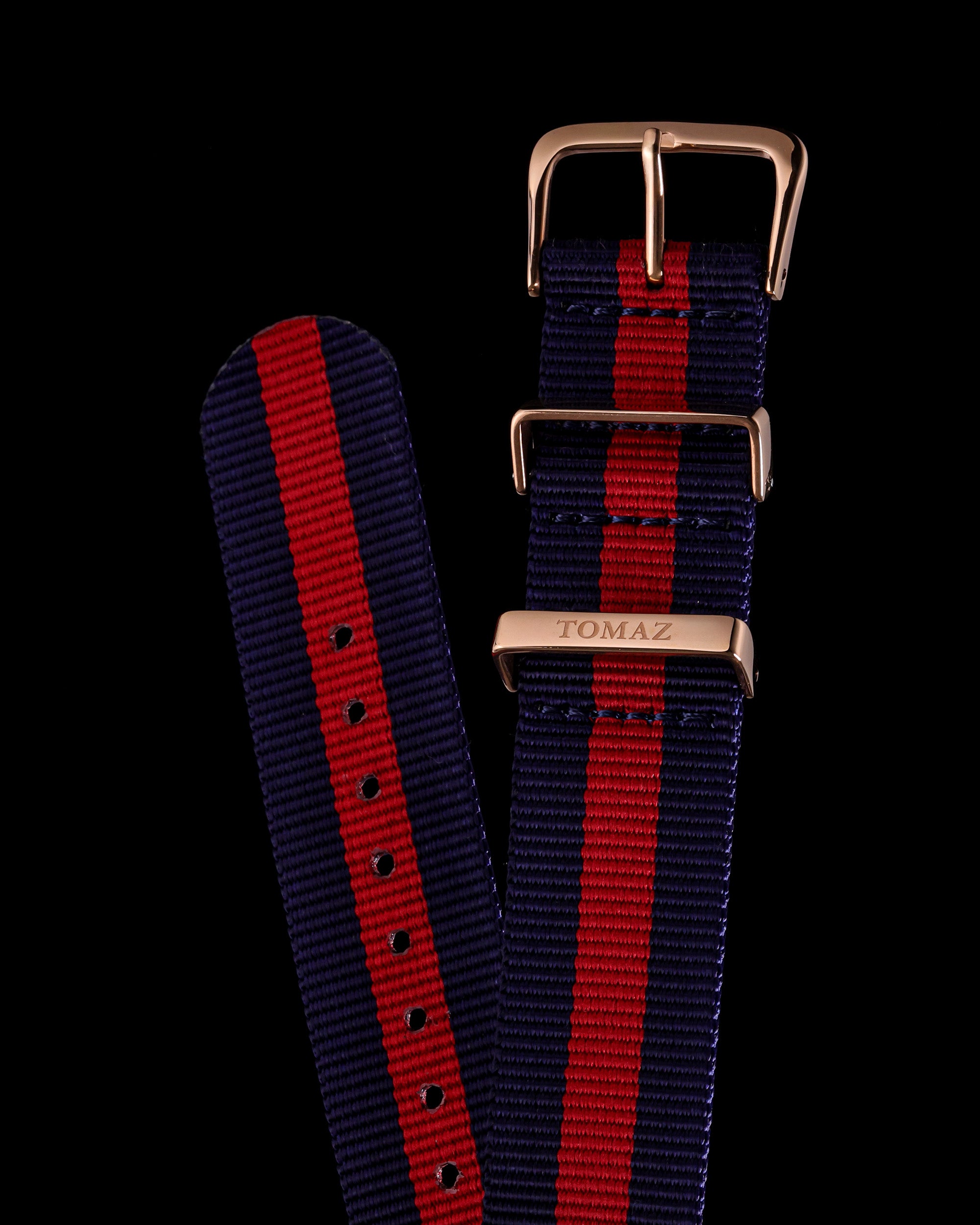 Tomaz TS4-3B Nylon 3 Stripe 20mm Watch Strap (Navy/Red)