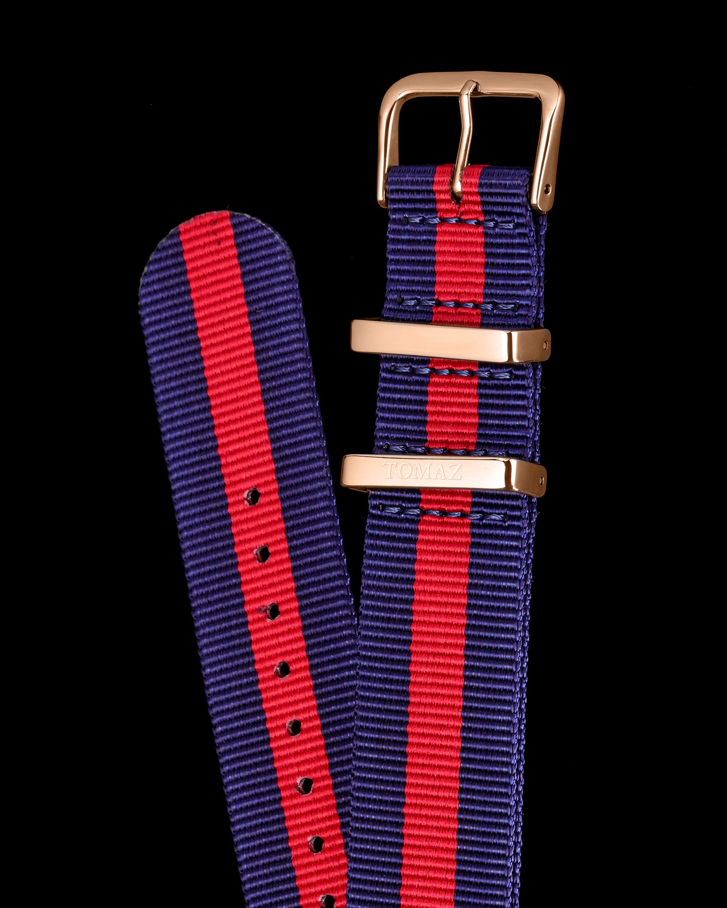 Tomaz TS4-3B Nylon 3 Stripe 22mm Watch Strap (Navy/Red)