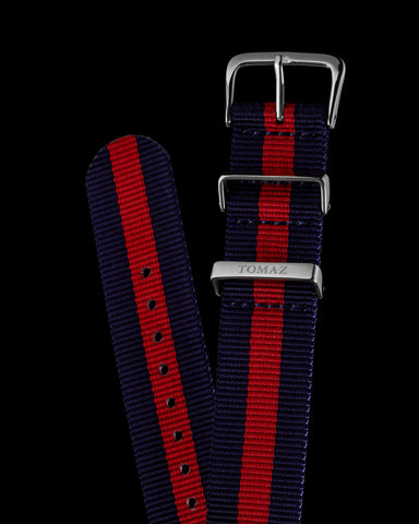 Tomaz TS4-3C Nilon 3-Jalur Tali Jam 20mm (Navy/Merah)
