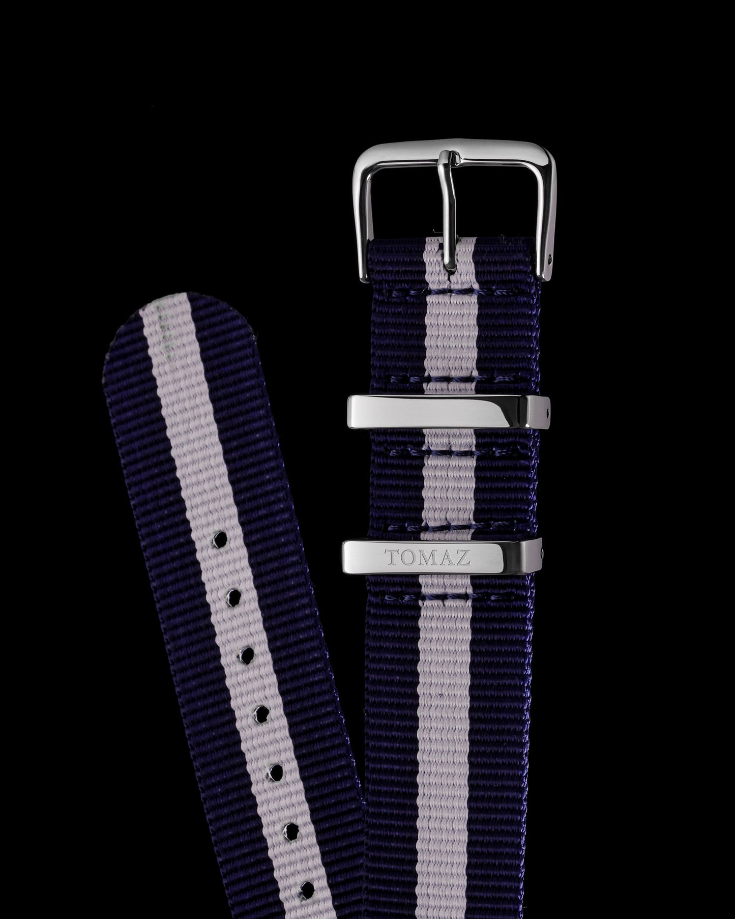 Tomaz TS4-3C Nylon 3-Stripes 20mm Watch Strap (Navy/White)
