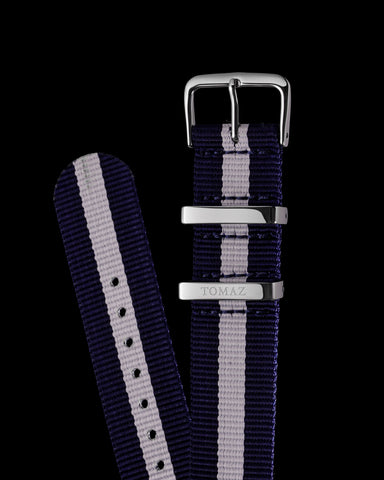 Tomaz TS4-3C Nilon 3-Jalur 20mm Tali Jam (Navy/Putih)