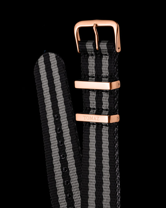 Tomaz TS4-5B Nylon 22mm Watch Strap (Black/Grey)