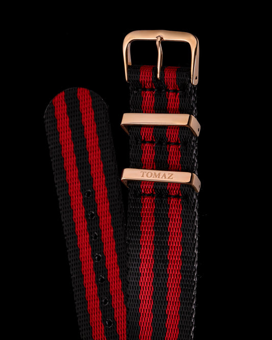 Tomaz TS4-5B Nylon 22mm Watch Strap (Black/Red)