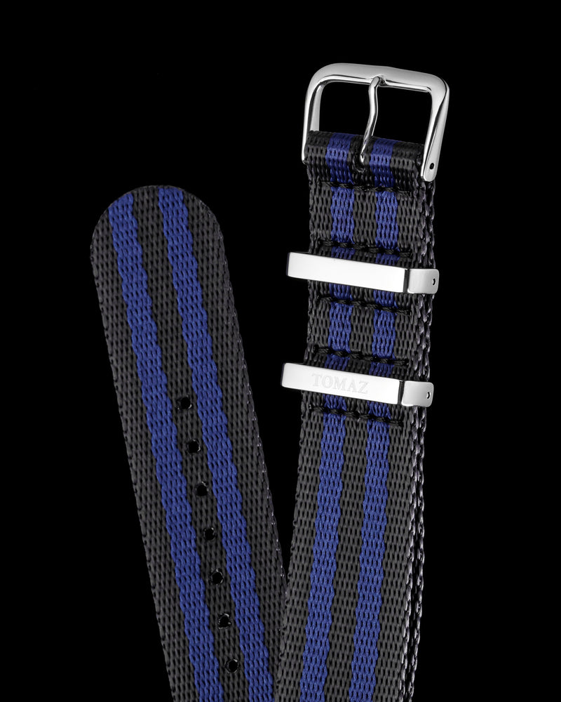 Tomaz TS4-5C Nylon 22mm Watch Strap (Black/Blue)