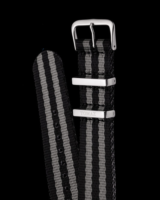 Tomaz TS4-5C Nylon 22mm Watch Strap (Black/Grey)