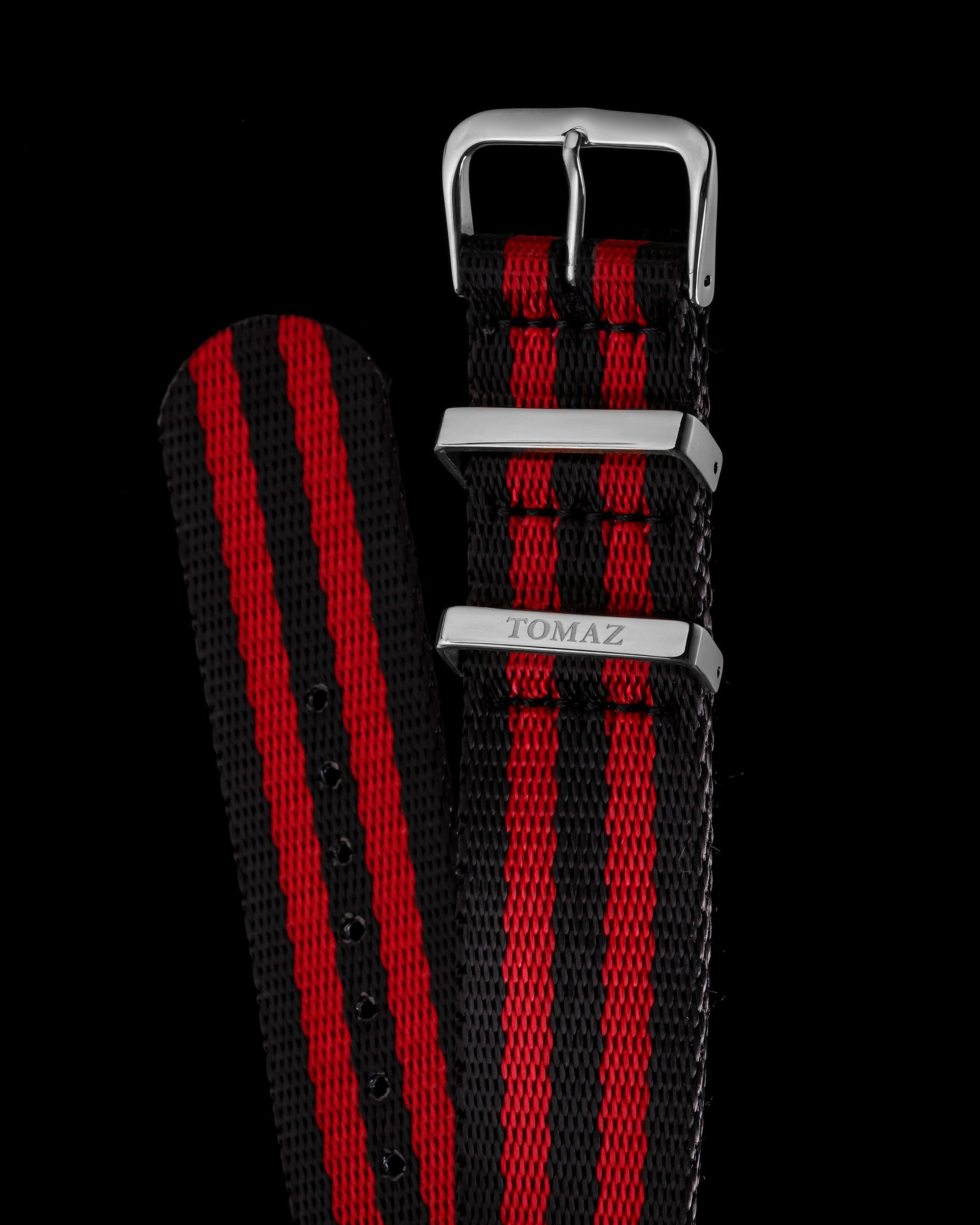 Tomaz TS4-5C Nylon 22mm Watch Strap (Black/Red)