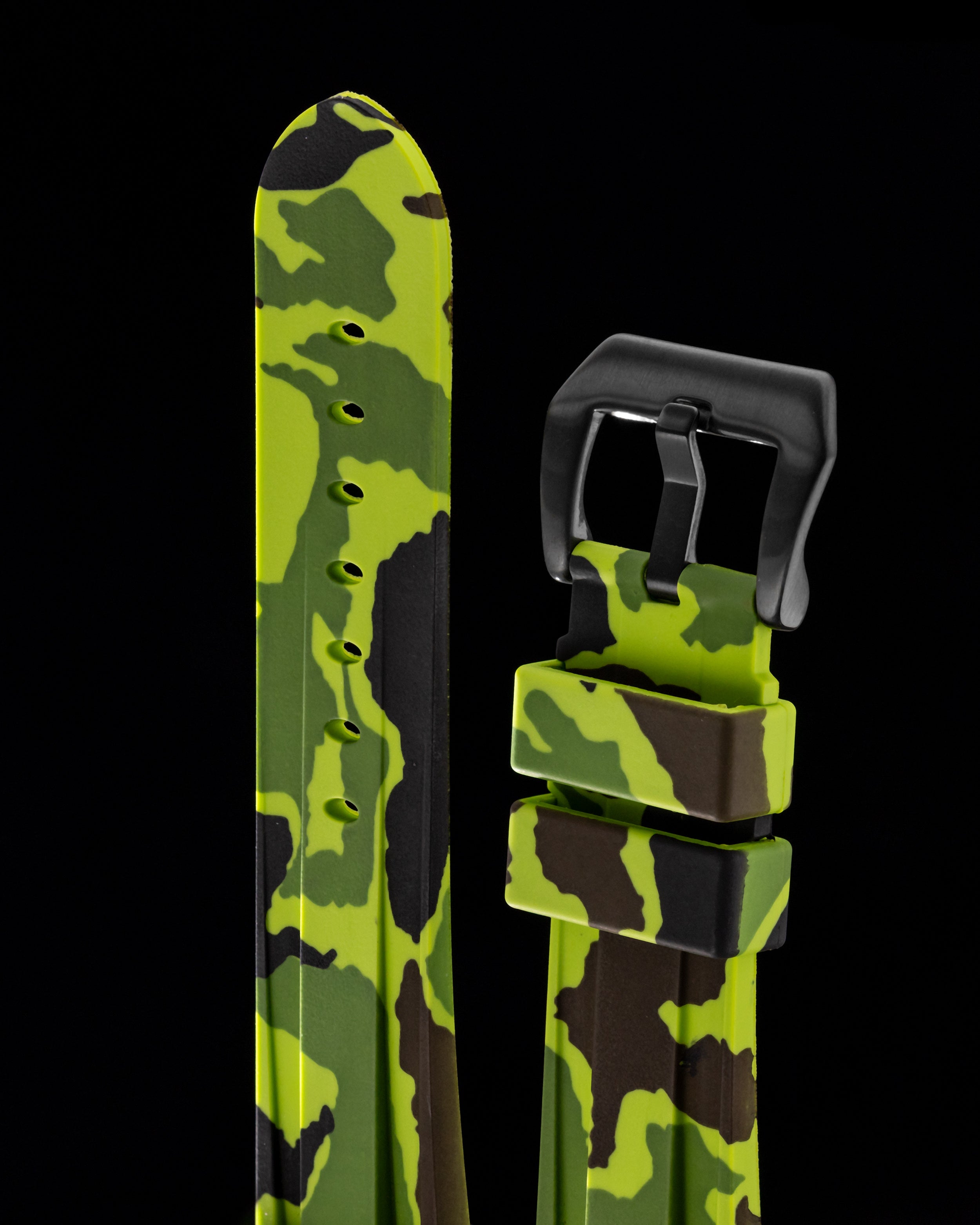 Tomaz TS6-3 Rubber Camouflage 24mm Watch Strap (Light Green)