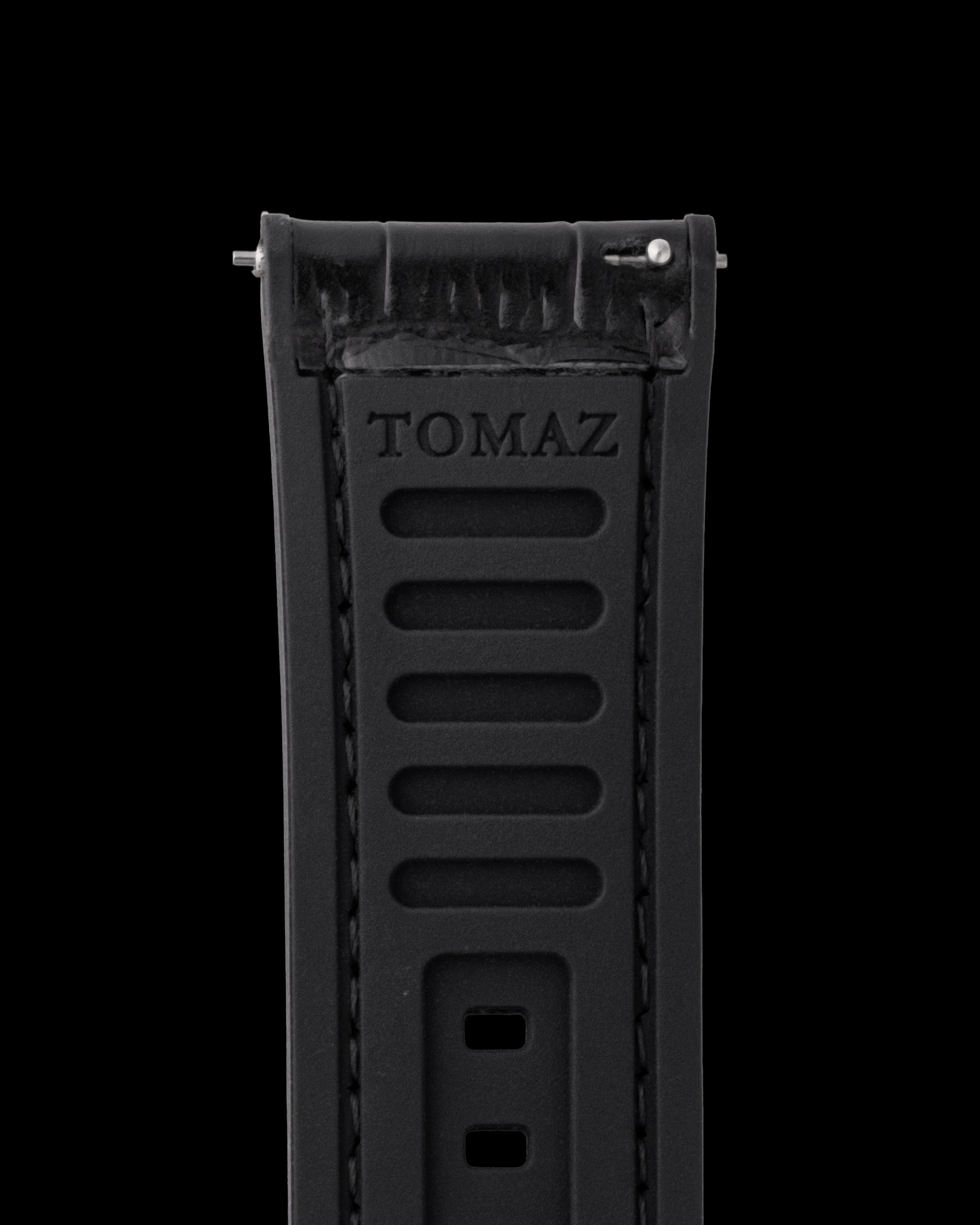 Tomaz TS7-1 Leather/Silicone Bamboo 24mm Strap (Black)