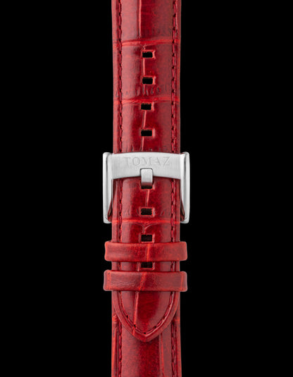 Tomaz TS1-1B Leather Bamboo 20mm Watch Strap (Red)