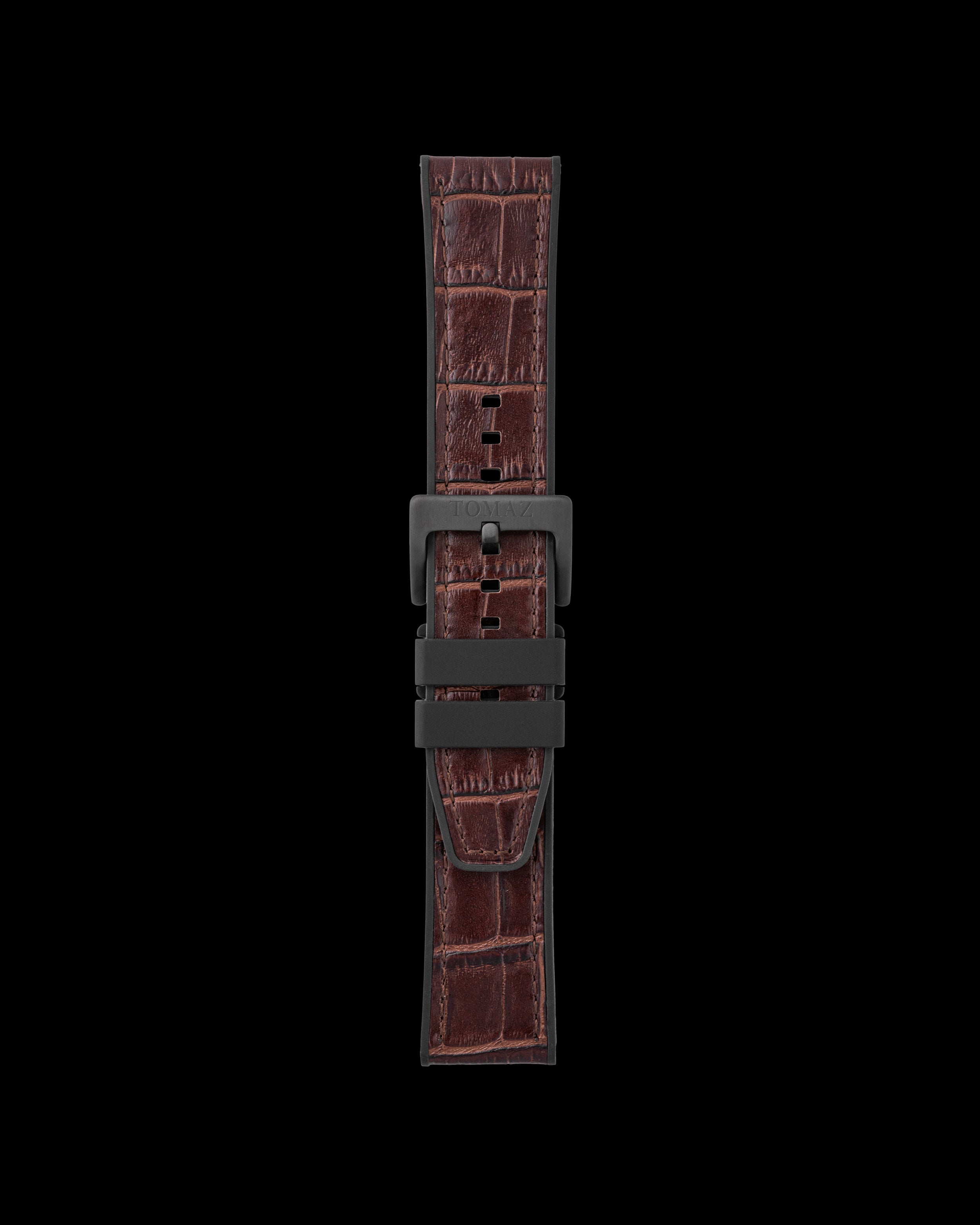 Tomaz TS7-1 Leather/Silicone Bamboo 24mm Strap (Coffee)