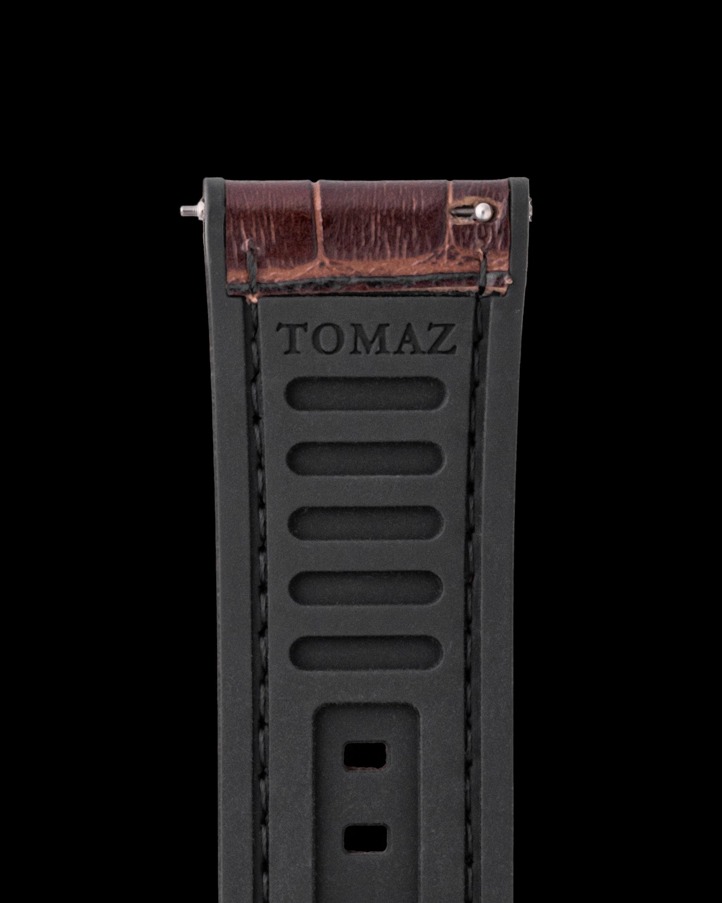 Tomaz TS7-1 Leather/Silicone Bamboo 24mm Strap (Coffee)