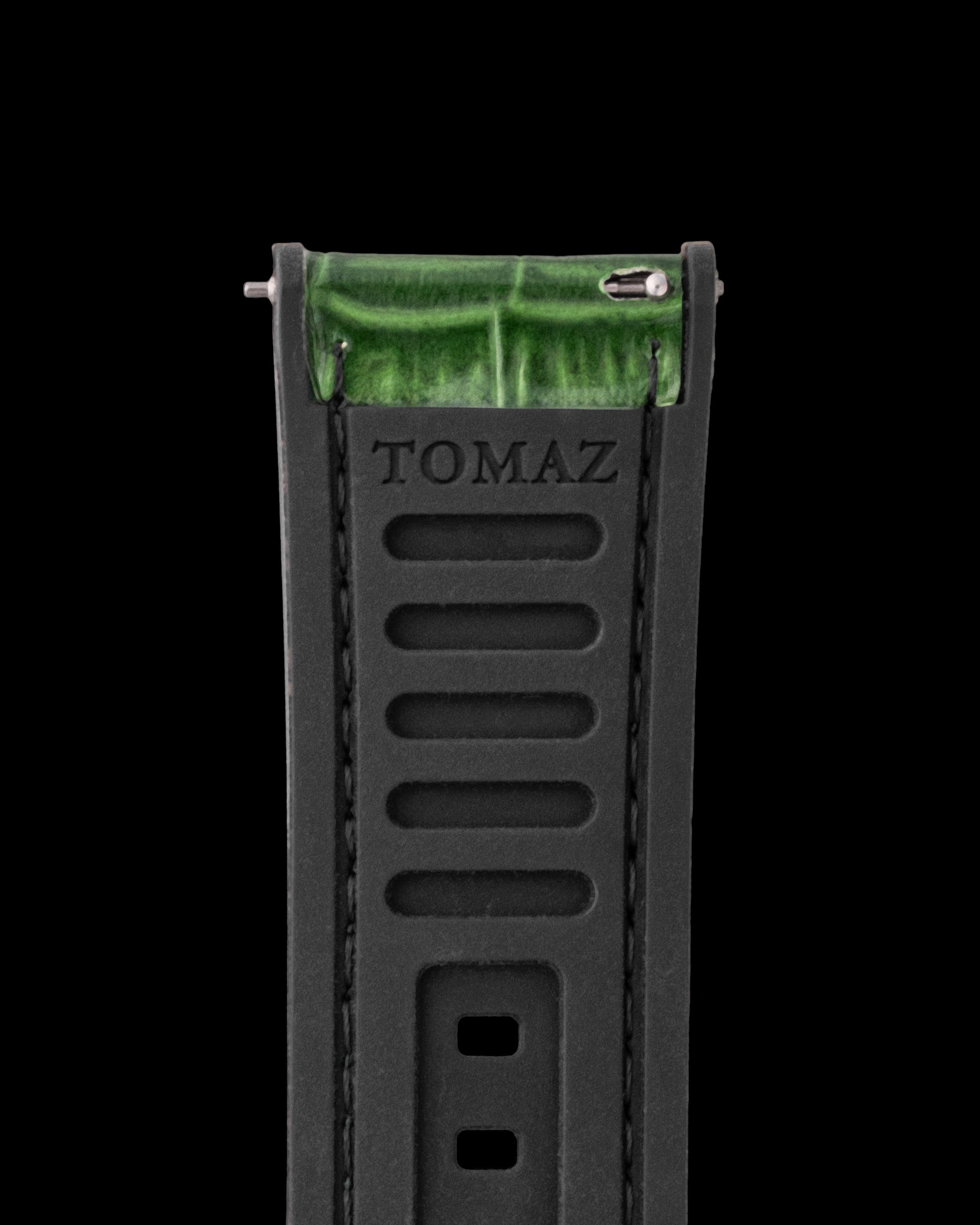 Tomaz TS7-1 Leather/Silicone Bamboo 24mm Strap (Green)