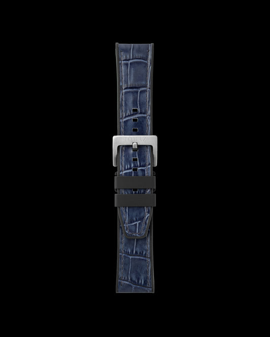 Tomaz TS7-1 Leather/Silicone Bamboo 24mm Strap (Navy)