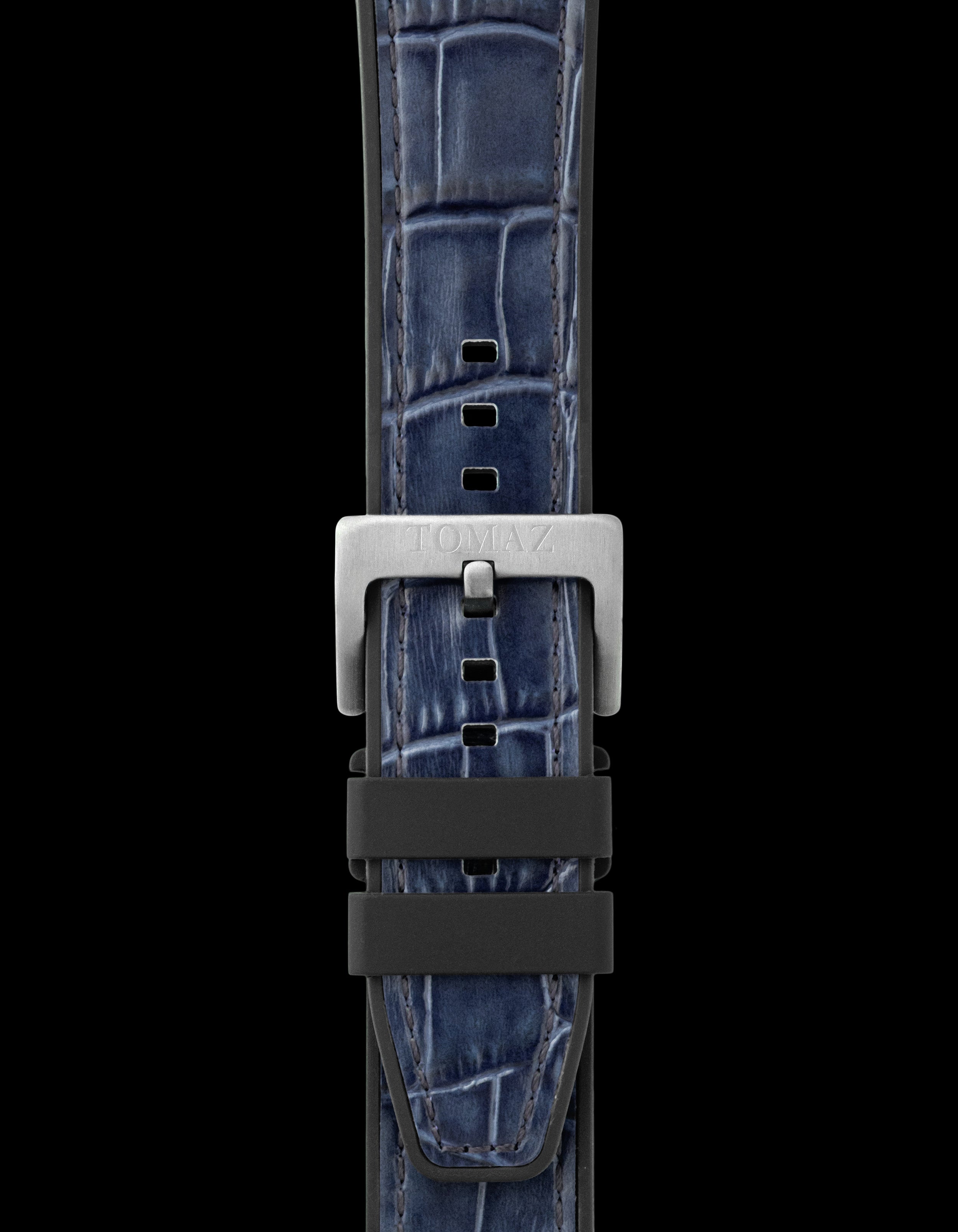 Tomaz TS7-1 Leather/Silicone Bamboo 24mm Strap (Navy)