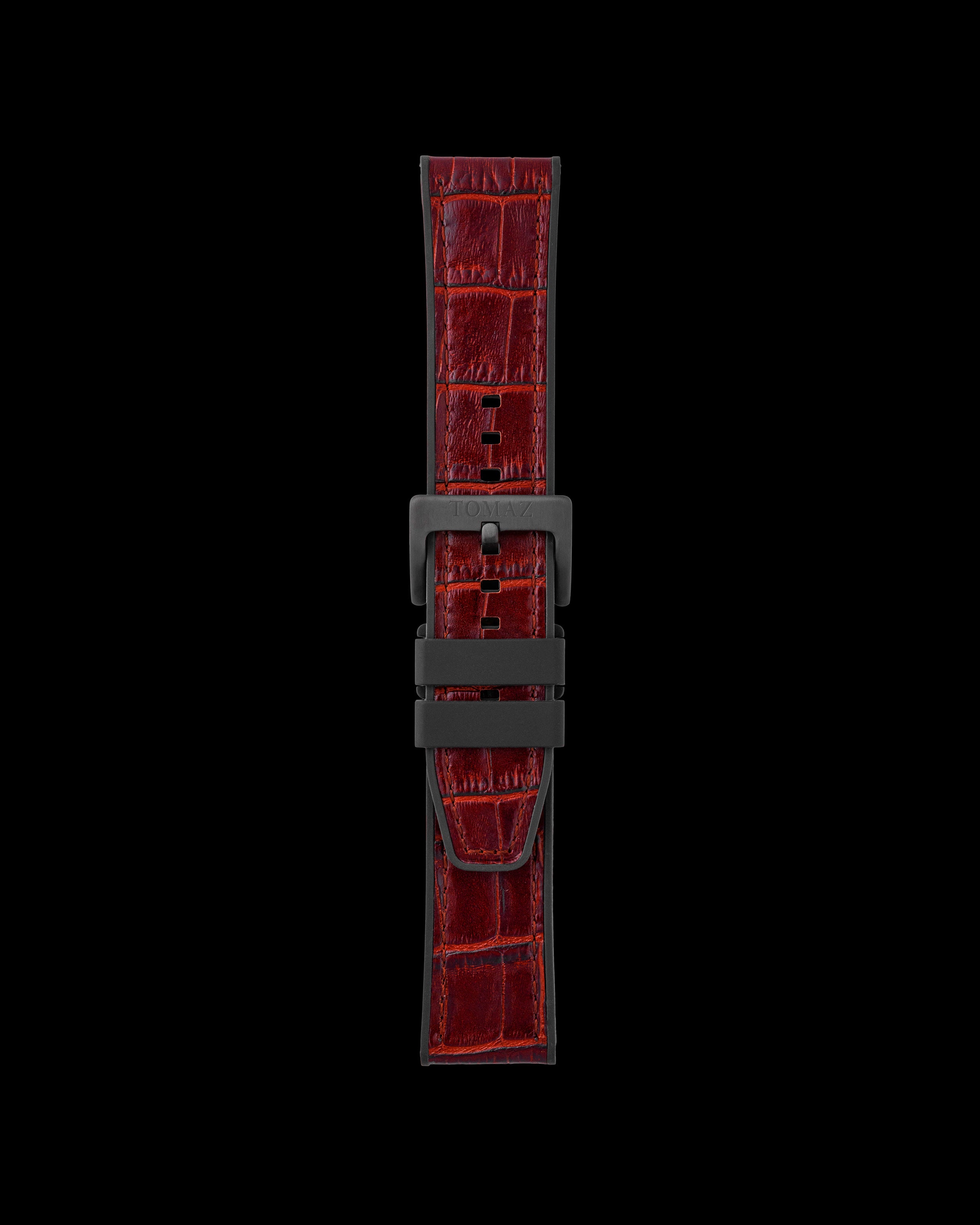 Tomaz TS7-1 Leather/Silicone Bamboo 24mm Strap (Red)