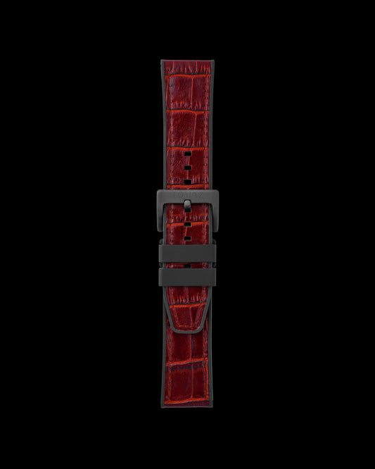 Tomaz TS7-1 Leather/Silicone Bamboo 24mm Strap (Red)