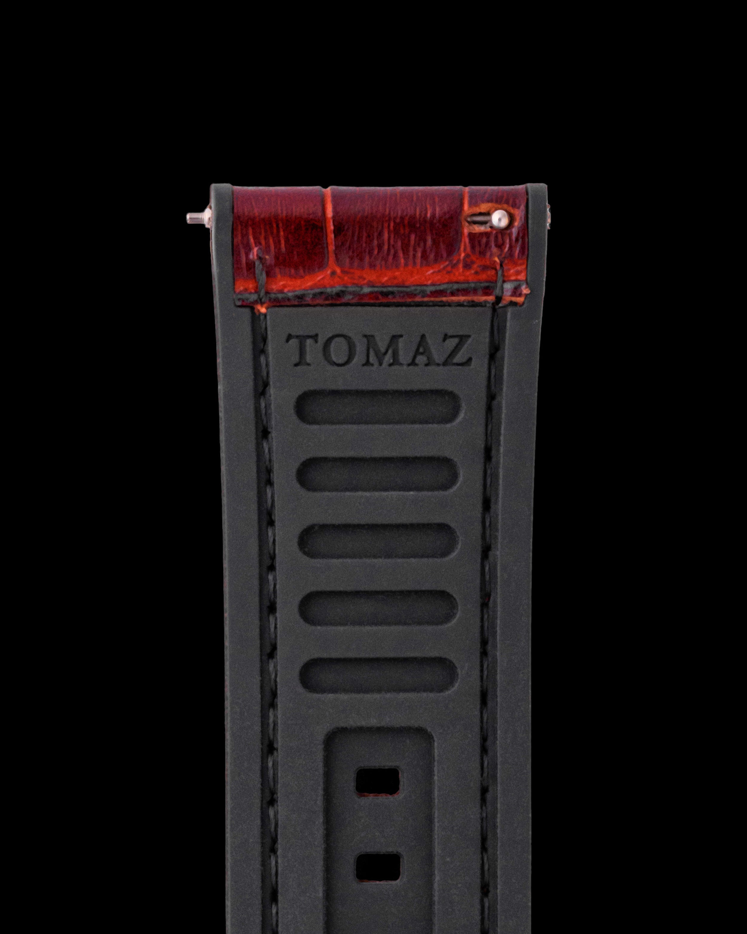 Tomaz TS7-1 Leather/Silicone Bamboo 24mm Strap (Red)