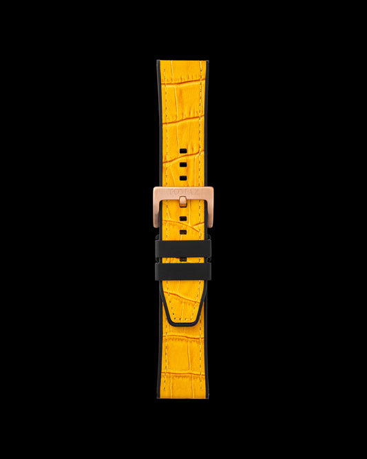 Tomaz TS7-1 Leather/Silicone Bamboo 24mm Strap (Yellow)