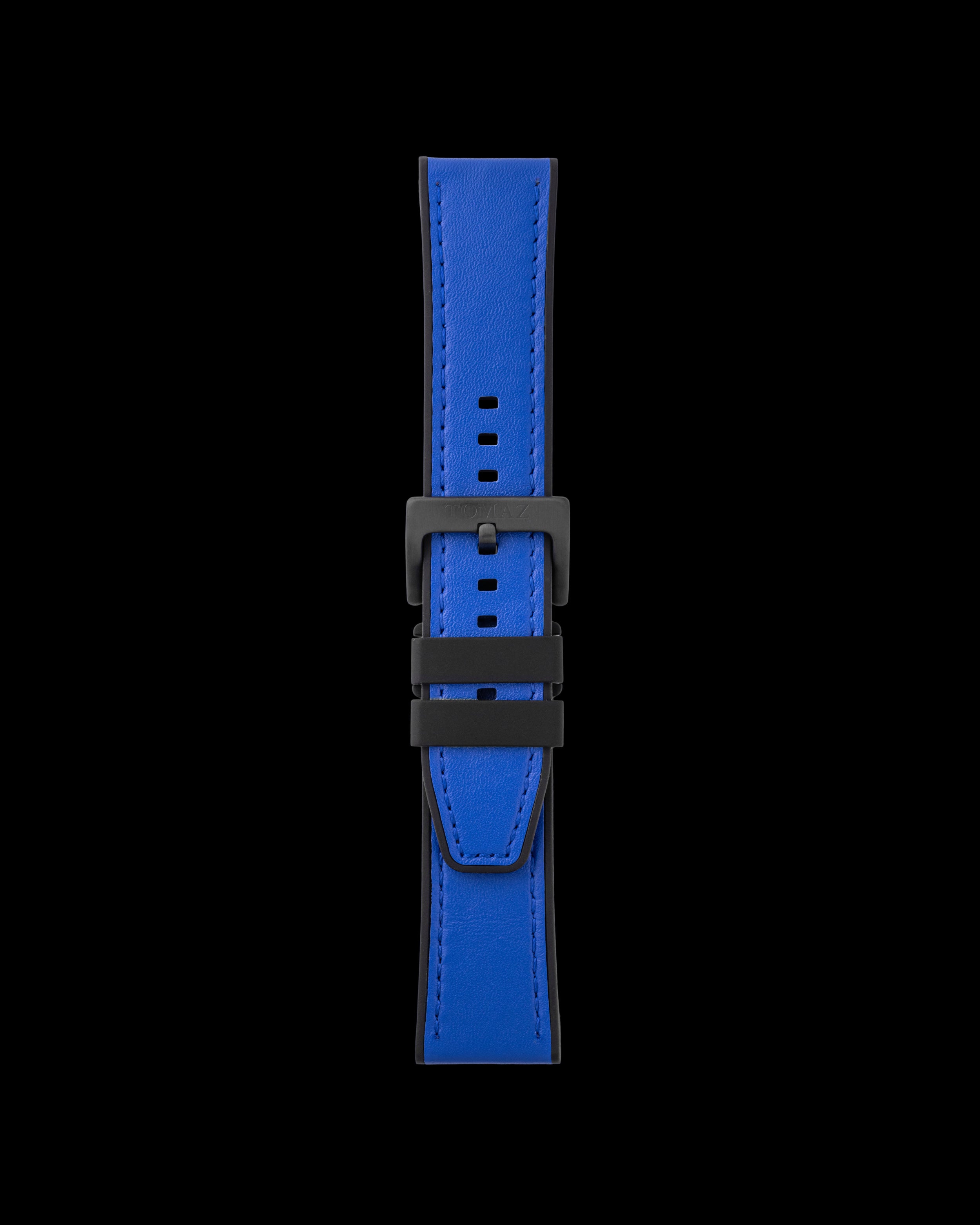 Tomaz TS7A Leather/Silicone Plain 24mm Strap (Blue)